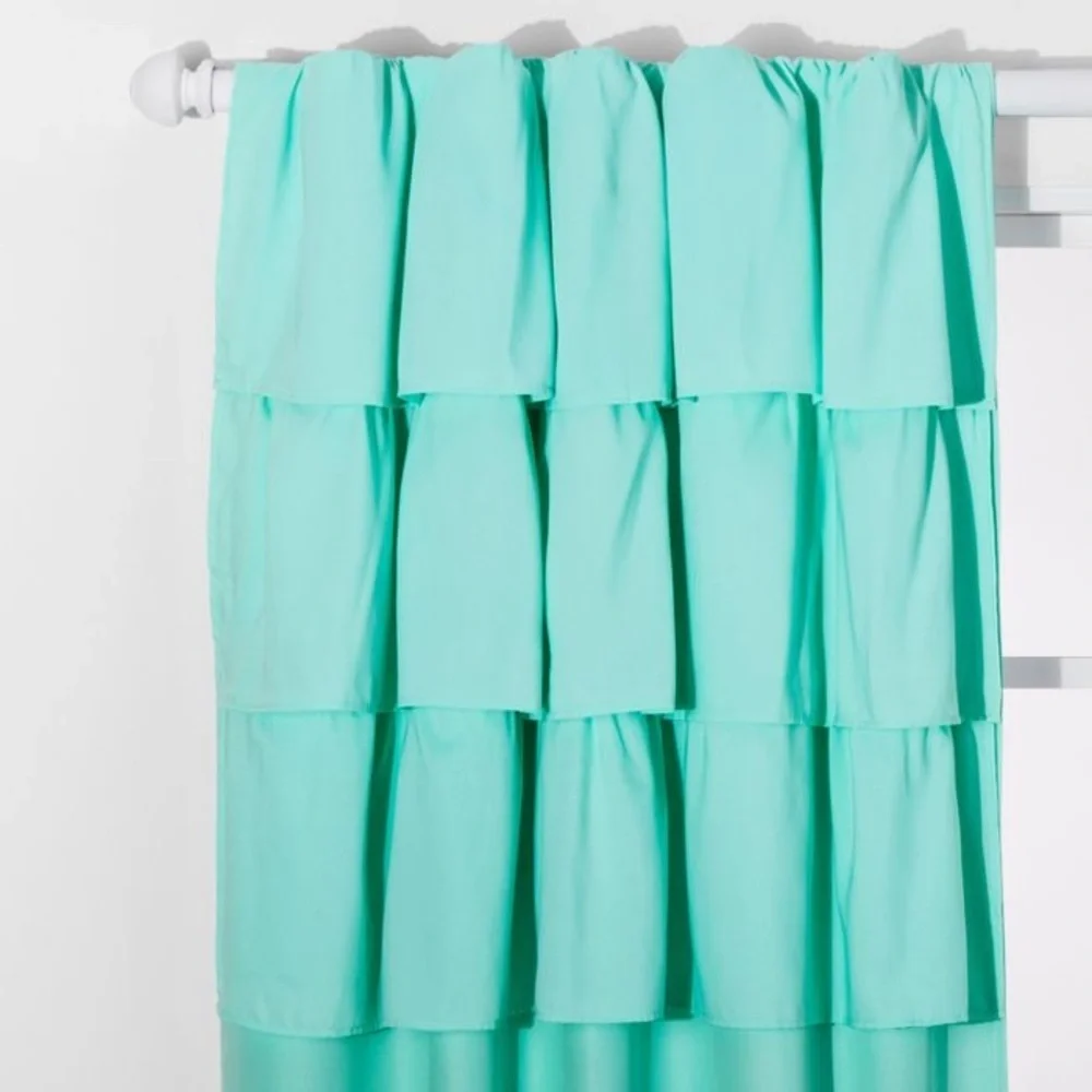 Pillowfort Blackout Curtains 63” x 42” 2 Panels Mint Ruffle Green Discontinued
